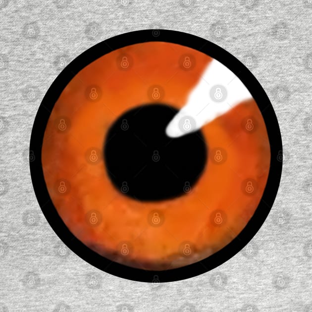 Orange iris of big eye, with black pupil staring. by Luggnagg